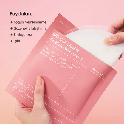 Bio - Collagen Real Deep, Şeffaflaşan, Nemlendiren, Gözenek Küçülten, Yüz Maskesi
